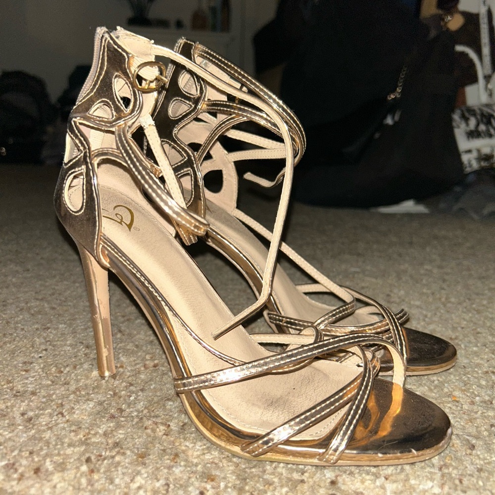 Rose gold high heels
